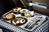 Meal in the First Class of a McDonnell Douglas DC-10 of Swissair