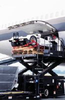 Cargo loading into the Boeing 747-357 Combi, HB-IGC "Bern" at Zurich-Kloten