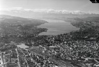 Zurich, general view and partial view, lower Lake Zurich basin, looking southeast (SE)