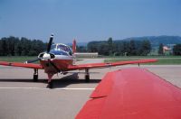 Piaggio of the Swiss Aviation School (SLS) on the ground in Hausen am Albis