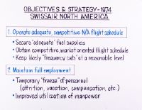 Objetives and Strategy 1974 Swissair North America