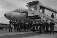 Arrival of the Douglas DC-8 from the long-haul world record flight at Kloten Airport
