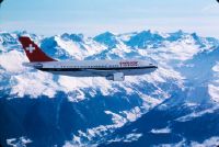 Airbus A310-221, HB-IPD "Solothurn" in flight, over the Val de Nendaz, south of Sion in Valais, looking southeast (SE)