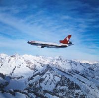 McDonnell Douglas DC-10-30, HB-IHB "Schaffhausen" in flight over the Bernese Alps