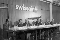Annual press conference at the Swissair administration building in Balsberg (Kloten)