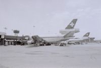 McDonnell Douglas DC-10-30, HB-IHB "Schaffhausen" and Boeing 747-257 B, HB-IGA "Genève" on the ground in Zurich-Kloten