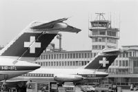 Tails of McDonnell Douglas DC-9-32, HB-IFL "Appenzell IR" and DC-9-51, HB-ISO "Bienne/Biel