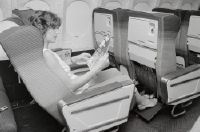 Seats of the first class cabin of a McDonnell Douglas DC-10 of Swissair