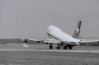 Boeing 747-357, N 221 GE "Genève" taking off from Zurich-Kloten