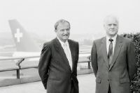 Chairman of the Board of Directors of the Swissair Group Armin Baltensweiler and Robert Staubli
