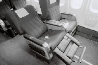 New chair in the first class cabin of a McDonnell Douglas MD-11 of Swissair