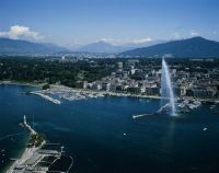 Genève, La Rade, Jet d'eau, Eaux-Vives-Lac, view to southeast (SE)