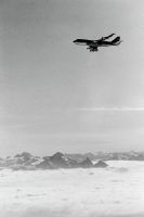 Swissair Boeing 747-357 over the Aosta Valley, view of Gran Paradiso and Grivola, looking south (S)