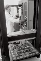 Material testing in the Swissair Technik laboratory
