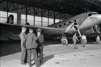Dir. Zimmermann (from back) with guests in hangar