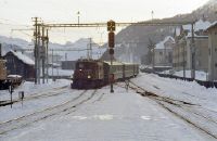 Samedan, entry of the train with Ge 6/6 410