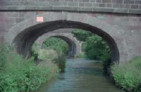 Congleton (Timbersbrook), Macclesfield Canal, Stringers Bridge (No.60), behind Stringers Railway Bridge