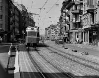 Streetcar tracks with planned green areas, Badenerstrasse, VBZ Be 4/6