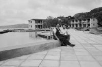 Rhodes, Jack Metzger and wife in front of their hotel in the bay of Ialysos
