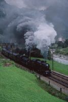 Gurtnellen, above the station, steam express train with C 5/6 "Elefant" in the lead