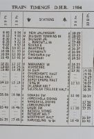 Darjeeling-Railway, timetable, 2.5 train pairs 1984