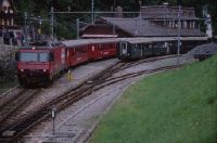 Brünig-Hasliberg, station, train crossing, Brünig loco HG4 4/4 II 101 967 with train