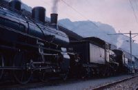Erstfeld, locomotive depot, steam locomotive heating before use