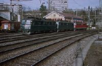 Winterthur, four-track at Lindstrasse depot, locomotive train consisting of SBB Ae 6/6 locomotives