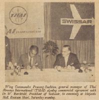 Contract signing between Thai-Airways and Swissair at the Erawan Hotel, Bangkok