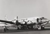 Cargo loading into the Douglas DC-6A Freighter, HB-IBB "Nidwalden" in Zurich-Kloten