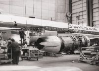 Engine change of the McDonnell Douglas DC-9-32, HB-IDO "Cointrin" in the maintenance yard at Zurich-Kloten Airport