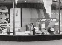 Shop window with Swissair advertising at Jelmoli in Zurich