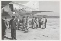 Arrival of the survey flight with Douglas DC-4-1009 A, HB-ILO "Luzern" in Genève