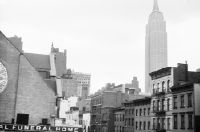 New York City, Manhattan, E 29th St, from Third Avenue El (elevated railway), with Empire State Building