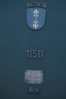 Coat of arms, factory plate and type plate of the SBB Ae 6/6 11511 "Dietikon"