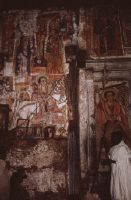 Ethiopia, Lake Tana, Debre Sinai Church, old wall painting